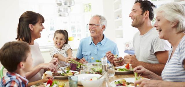 Family having meal together